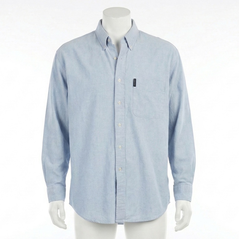 Chaps Ralph Lauren Mens Button Down Shirt Medium Chambray Long Sleeve Oxford